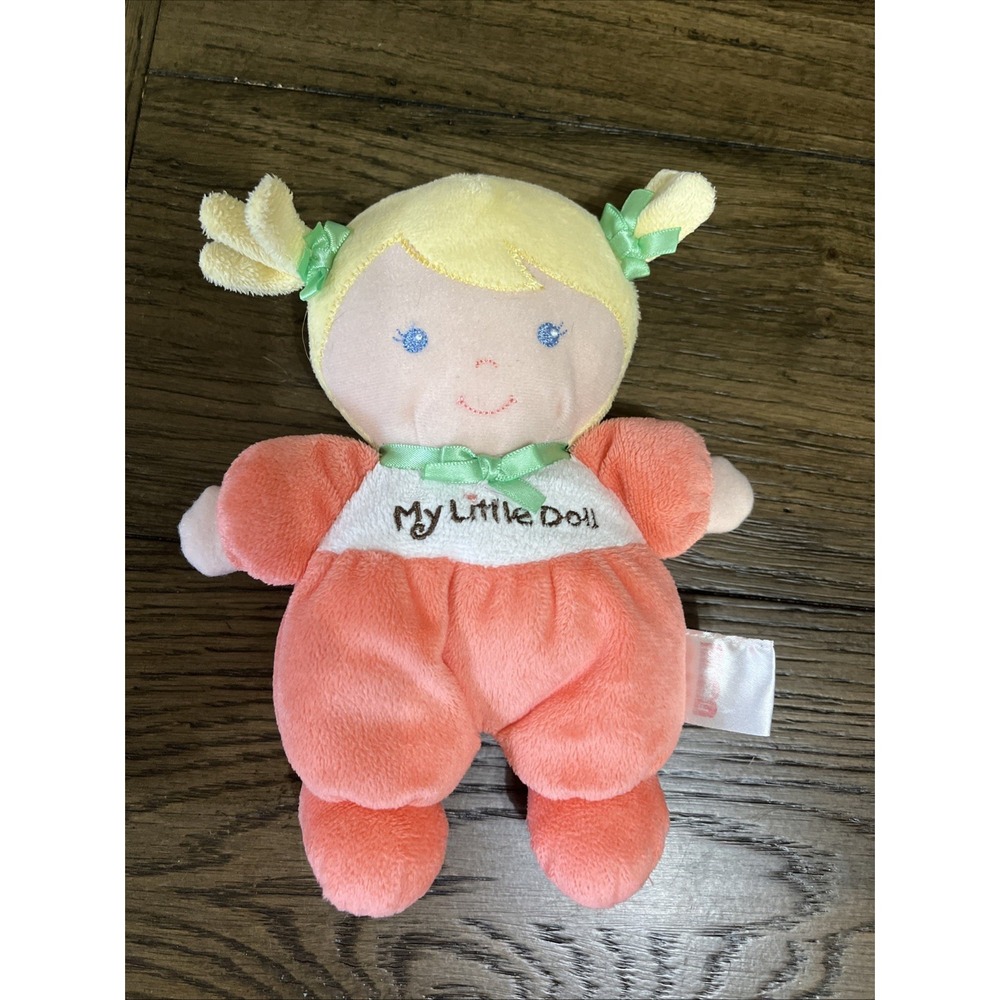 Fisher Price first blonde Hair My Little Doll orange coral peach plush soft baby